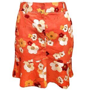 Vintage Y2k Ann Taylor Loft Orange Floral Skirt Sz 0 Stretch Retro 1960s Mod